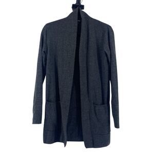 Theory Sweater Womens Small Gray Cardigan Ribbed Open Wool Stretch Pockets